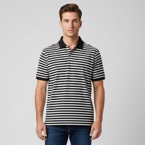 Walter Hagen Black and White Striped Golf shirt
